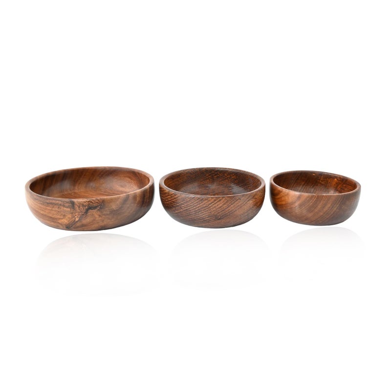NATRIEL Stunning Wooden Bowl Set - Three Elegant Bowls for Serving and Display Bowl Serving Set (Pack of 3) - Image 2