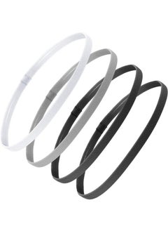 Bememo 4 Pieces Thick Nonslip Elastic Sport Headbands Hair Headbands For Women And Men (Black Gray White)  - Image 1