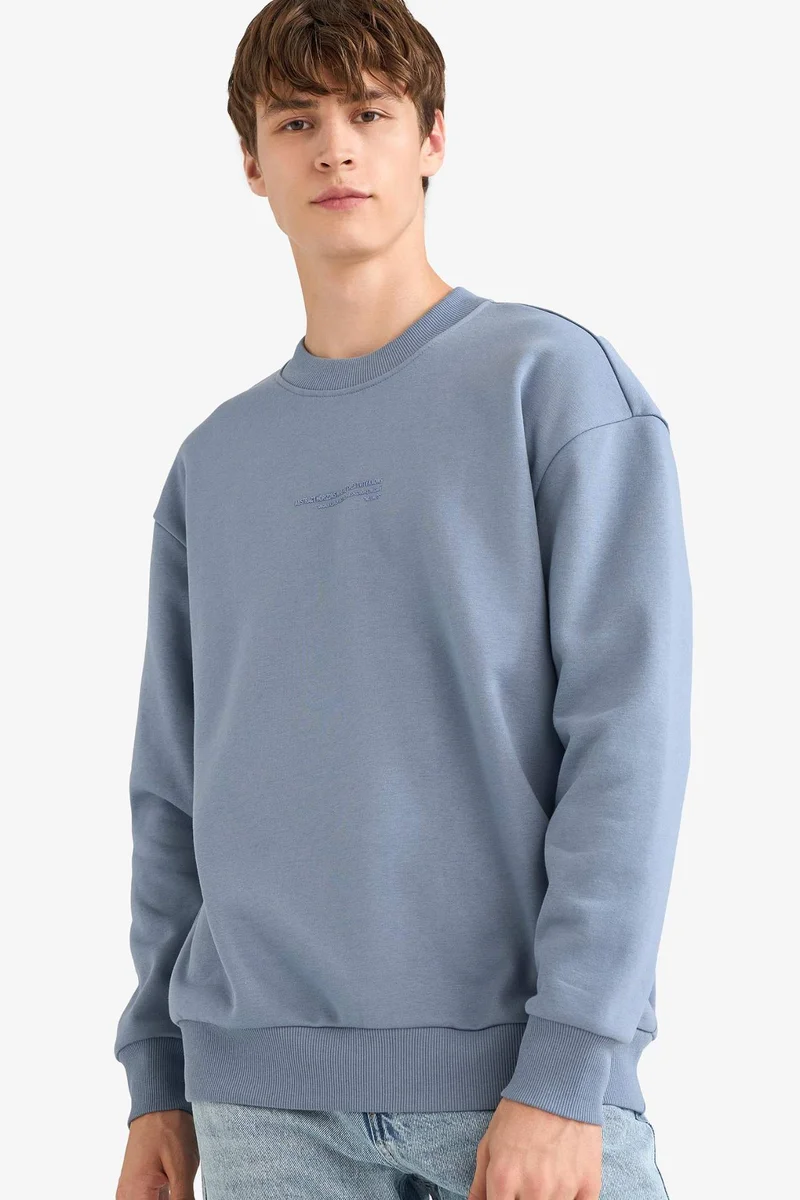 ديفاكتو Boxy Fit Crew Neck Soft Inside Printed Sweatshirt