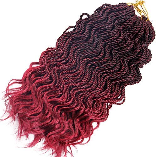 Wavy Senegalese Twist Crochet Braids 6packslot 14Inch 35StrandsPack Synthetic Crochet Hair Curly Twist Braiding Hair 14 Inch T1BBurgundy