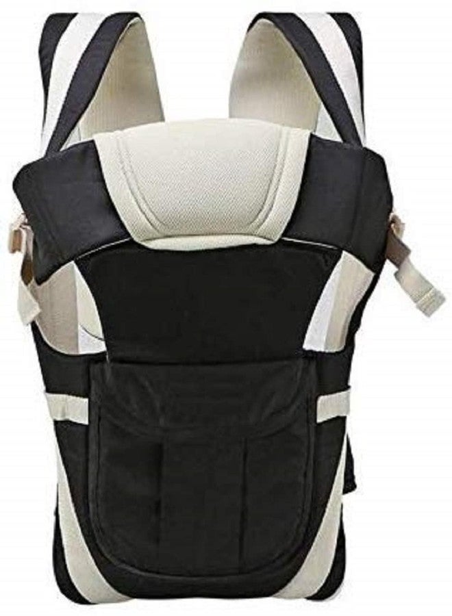 SKMODEL STYLISH Kid Adjustable Hands-Free 4-In-1 Baby Carrier Cum Kangaroo Bag With Comfortable Head Support & Buckle Straps For 0-18 Months Baby (Black) - Image 1