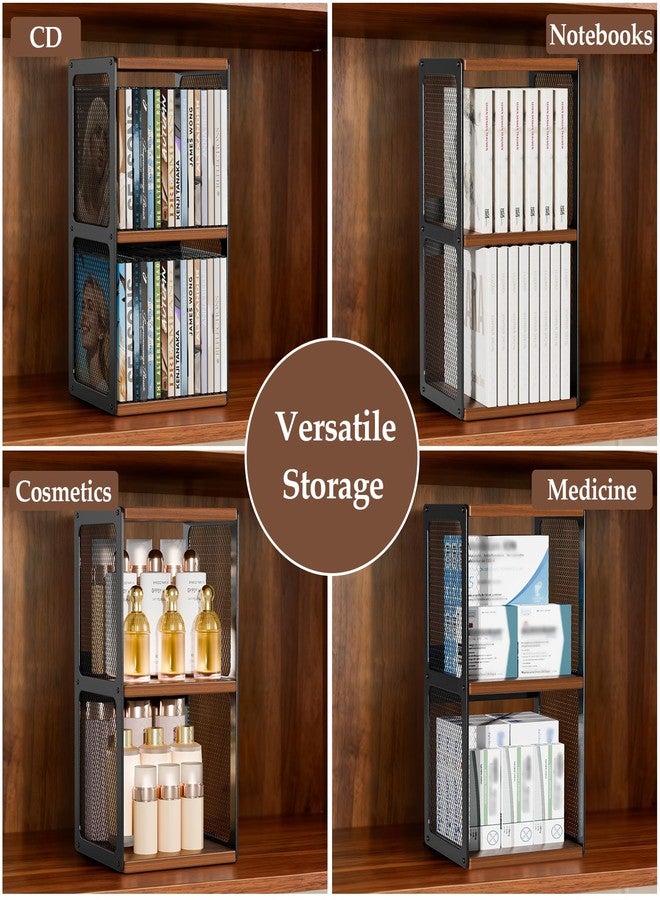QILICHZ CD Storage Holder,CD Rack Organizer,Wood CD Shelf Tower,Hold 32 Cases,2 Tier CD Display Storage Cube for Cassette,Tape, CDs,Video Game Cases in Home Office - Image 4