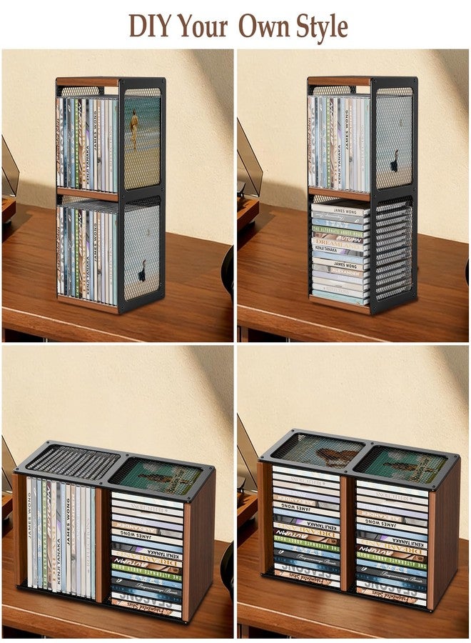 QILICHZ CD Storage Holder,CD Rack Organizer,Wood CD Shelf Tower,Hold 32 Cases,2 Tier CD Display Storage Cube for Cassette,Tape, CDs,Video Game Cases in Home Office - Image 3