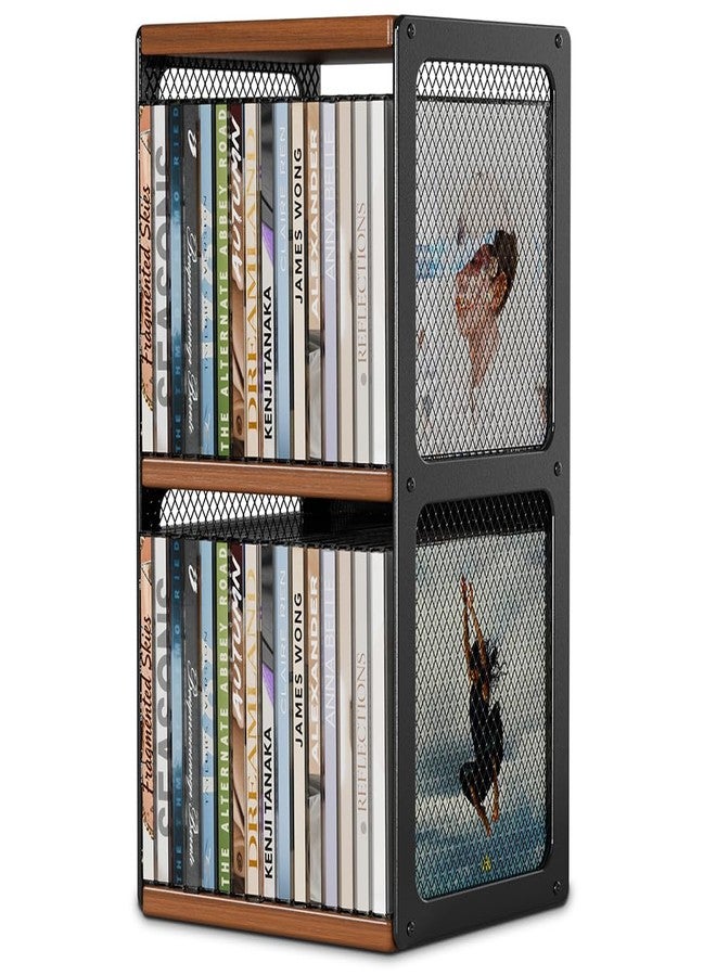 QILICHZ CD Storage Holder,CD Rack Organizer,Wood CD Shelf Tower,Hold 32 Cases,2 Tier CD Display Storage Cube for Cassette,Tape, CDs,Video Game Cases in Home Office - Image 1