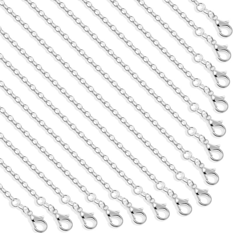 selizo 30 Pack Necklace Chains Bulk for Jewelry Making Selizo Bulk Necklace Chains Silver Plated Cable Chains for Jewelry Making 12 mm 18 Inches