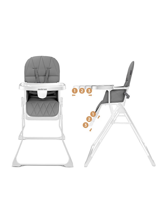 neobreez CRIS Ultra Compact Lightweight Foldable Baby High Chair|Quick and Easy Fold HighChair|Removable and Adjustable Foot Tray| 5-point Safety Harness|Toddler Portable Baby Feeding Chair For Travel(5kg) - Image 1