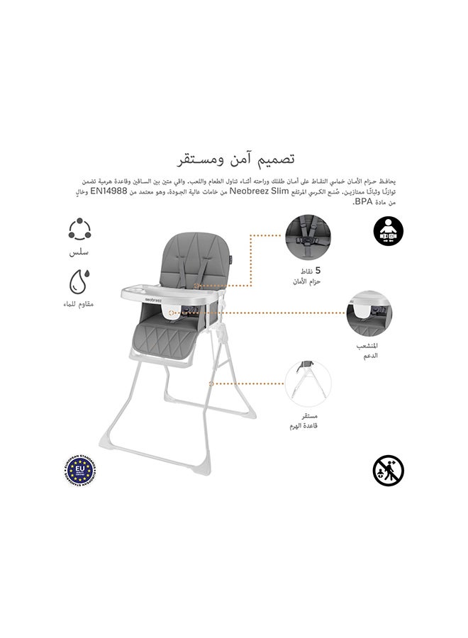 neobreez CRIS Ultra Compact Lightweight Foldable Baby High Chair|Quick and Easy Fold HighChair|Removable and Adjustable Foot Tray| 5-point Safety Harness|Toddler Portable Baby Feeding Chair For Travel(5kg) - Image 5