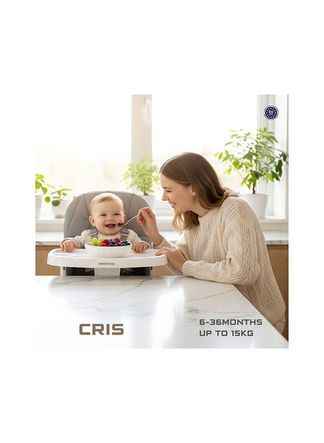 neobreez CRIS Ultra Compact Lightweight Foldable Baby High Chair|Quick and Easy Fold HighChair|Removable and Adjustable Foot Tray| 5-point Safety Harness|Toddler Portable Baby Feeding Chair For Travel(5kg) - Image 3