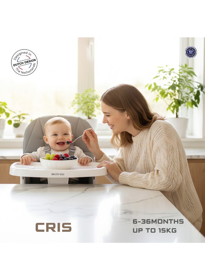neobreez CRIS Ultra Compact Lightweight Foldable Baby High Chair|Quick and Easy Fold HighChair|Removable and Adjustable Foot Tray| 5-point Safety Harness|Toddler Portable Baby Feeding Chair For Travel(5kg) - Image 3
