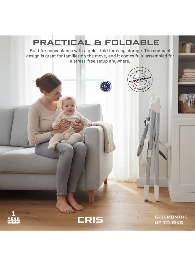 neobreez CRIS Ultra Compact Lightweight Foldable Baby High Chair|Quick and Easy Fold HighChair|Removable and Adjustable Foot Tray| 5-point Safety Harness|Toddler Portable Baby Feeding Chair For Travel(5kg) - Image 4