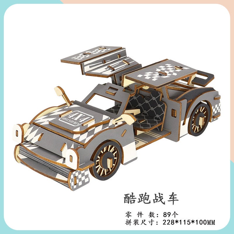 Children'S Wooden Three-Dimensional 3D Jigsaw Puzzle Car Model Ornaments Diy Children'S Educational Handmade Men'S Toys Stall - Image 1