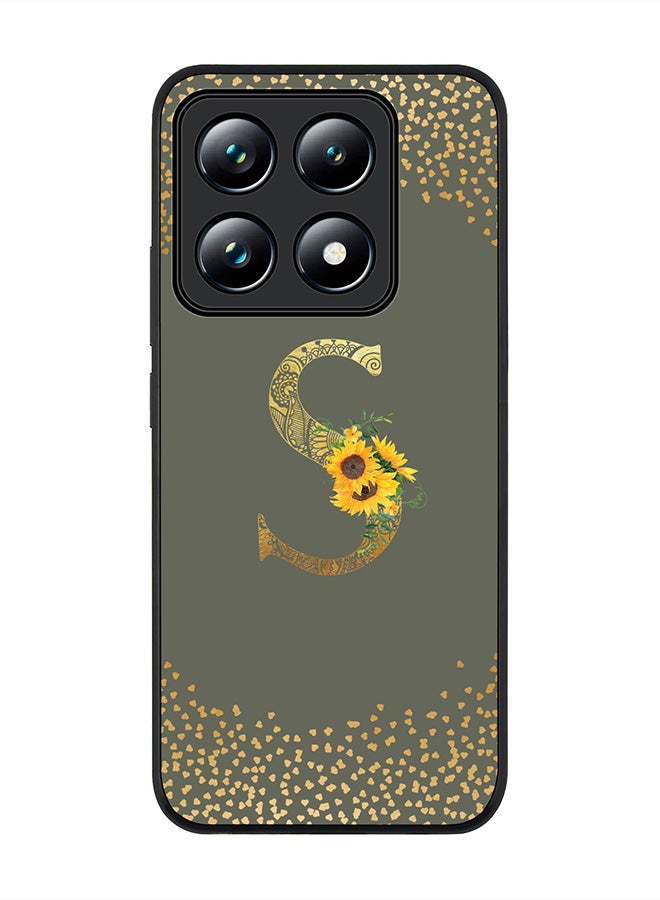 Stylizedd For Xiaomi 14T pro Case,Slim fit Camera Protection, Shockproof Thin Phone cover - Custom Floral Monogram - S (Olive Green ) - Image 1