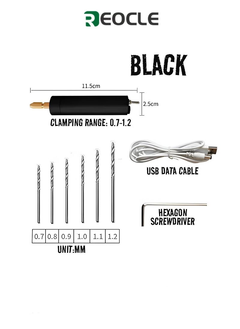 REOCLE Portable Handheld Drill Mini Micro Electric Aluminum DIY Drilling Electric Tool Rechargeable Electric Hand Drill with 6pcs Drill Bits for Jewelry Making & Resin & Plastic & Wood  - Image 1