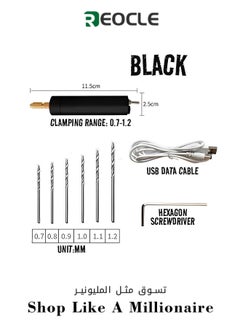 REOCLE Portable Handheld Drill Mini Micro Electric Aluminum DIY Drilling Electric Tool Rechargeable Electric Hand Drill with 6pcs Drill Bits for Jewelry Making & Resin & Plastic & Wood  - Image 1
