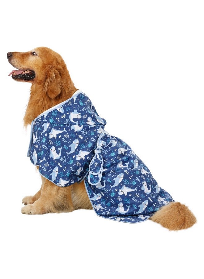 إتش دي إي رداء حمام للكلاب HDE فائق الامتصاص وسريع الجفاف مع غطاء لجميع سلالات الكلاب بمقاسات S-XXL - Sharks - XXL - Image 1
