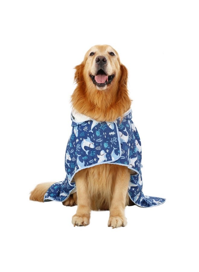 إتش دي إي رداء حمام للكلاب HDE فائق الامتصاص وسريع الجفاف مع غطاء لجميع سلالات الكلاب بمقاسات S-XXL - Sharks - XXL - Image 5