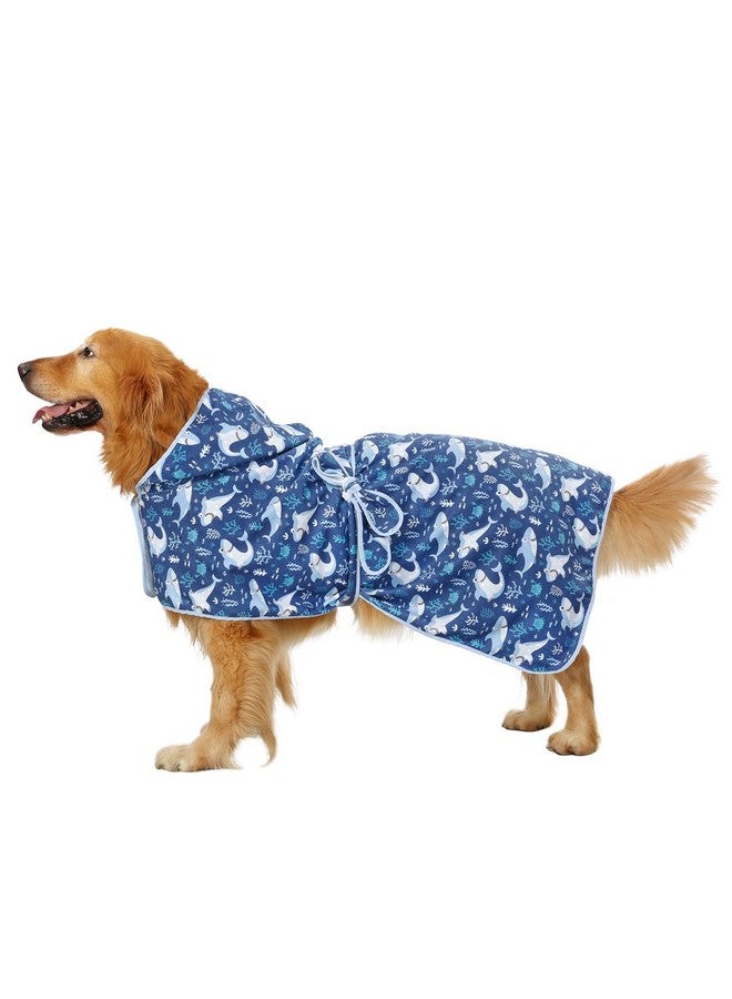 إتش دي إي رداء حمام للكلاب HDE فائق الامتصاص وسريع الجفاف مع غطاء لجميع سلالات الكلاب بمقاسات S-XXL - Sharks - XXL - Image 4