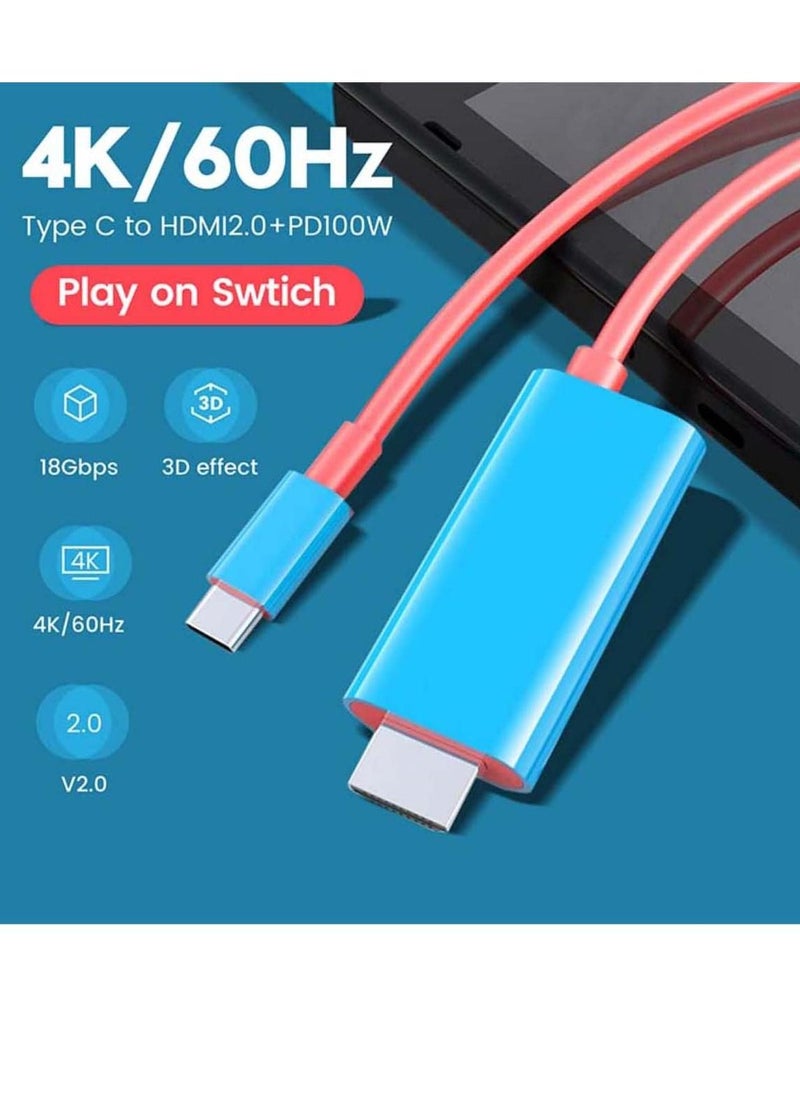 SYOSI - Portable Switch Dock - USB Type C to HDMI Conversion Cable for TV Docking Mode on Nintendo Switch, Steam Deck, Samsung Dex Station, and S21/S20/Note20/TabS7 4K for Travel - Image 1