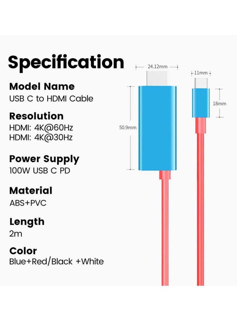 SYOSI - Portable Switch Dock - USB Type C to HDMI Conversion Cable for TV Docking Mode on Nintendo Switch, Steam Deck, Samsung Dex Station, and S21/S20/Note20/TabS7 4K for Travel - Image 1