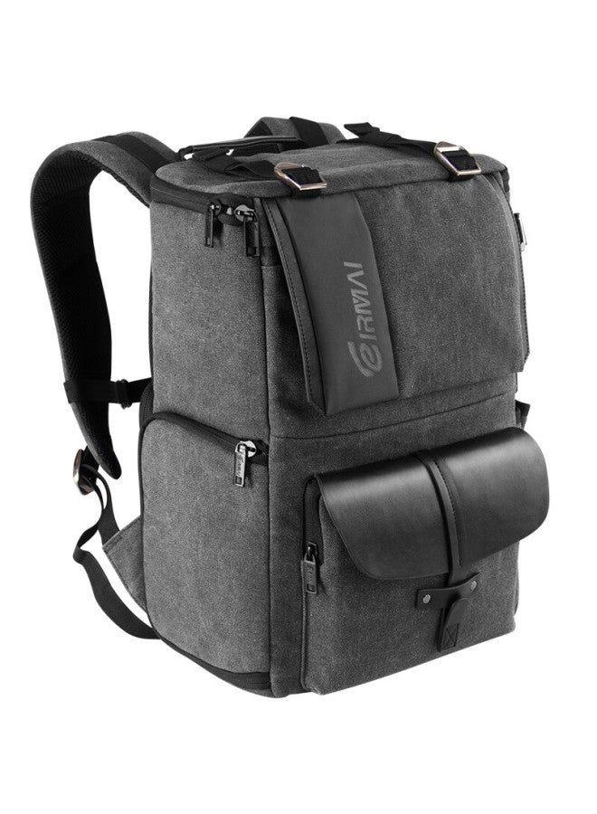 Eirmai Sd06 Dslr Camera Backpack, Photography Bag, Digital Mirrorless Camera Bag, Canvas Water-resistant Travel Backpack, Suitable For Sony, Fuji, Canon, Nikon Camera Bags, Charcoal Black - Image 1