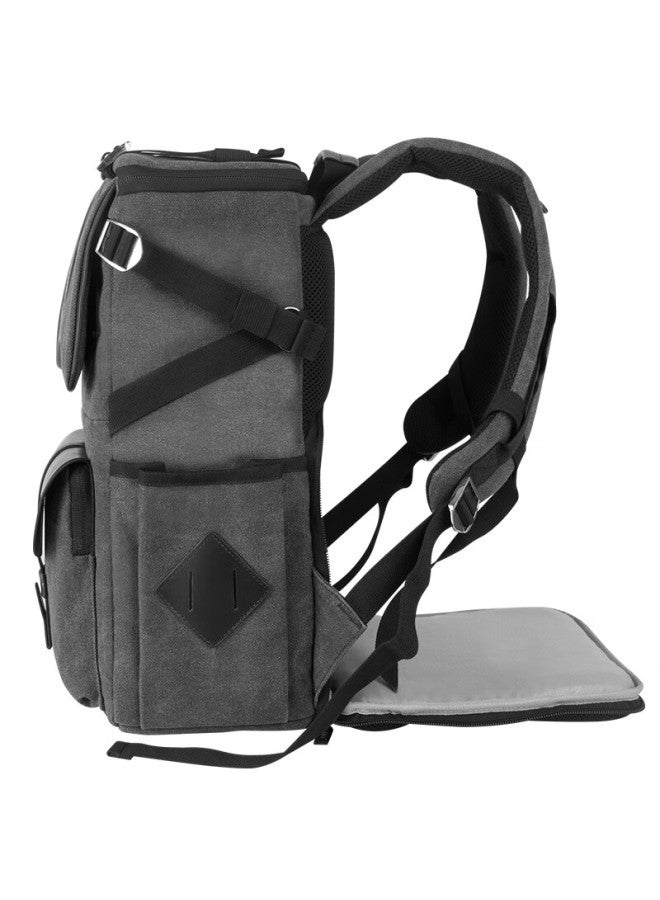 Eirmai Sd06 Dslr Camera Backpack, Photography Bag, Digital Mirrorless Camera Bag, Canvas Water-resistant Travel Backpack, Suitable For Sony, Fuji, Canon, Nikon Camera Bags, Charcoal Black - Image 4