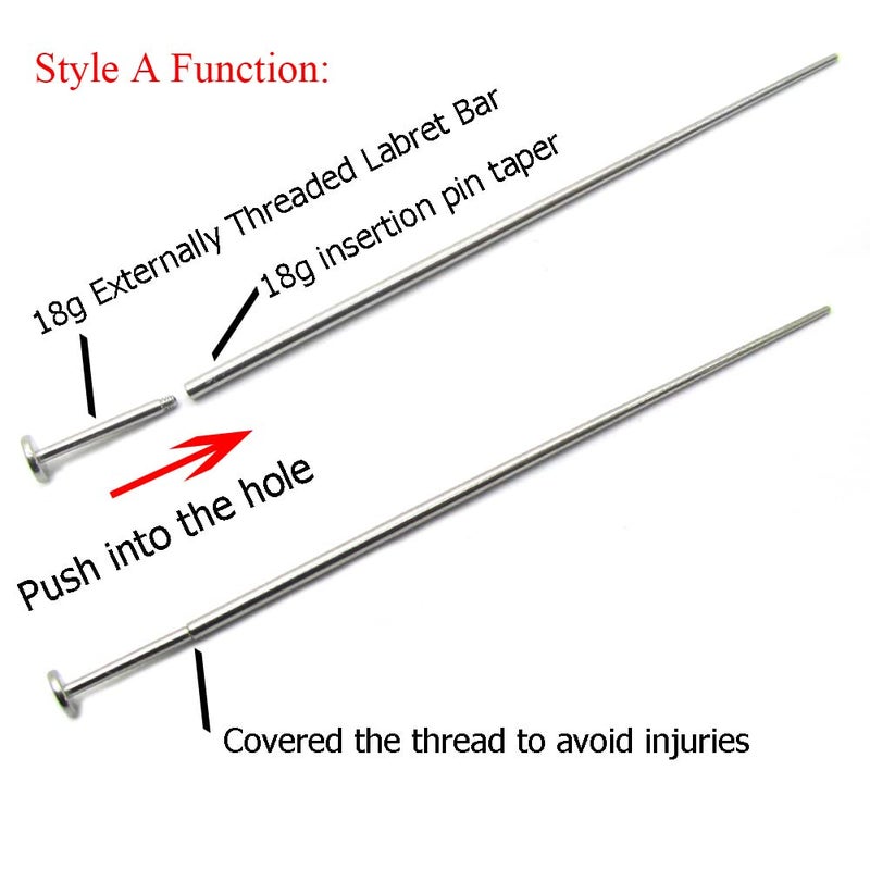 NewkeepsR 2PCS-18G(1.0mm) 316L Steel Calor Style Taper Insertion Pin for Ear/Nose/Navel/Nipple/Lip/Eyebrow Stretcher, Body Piercing Stretching Kit Assistant Tool - Image 4