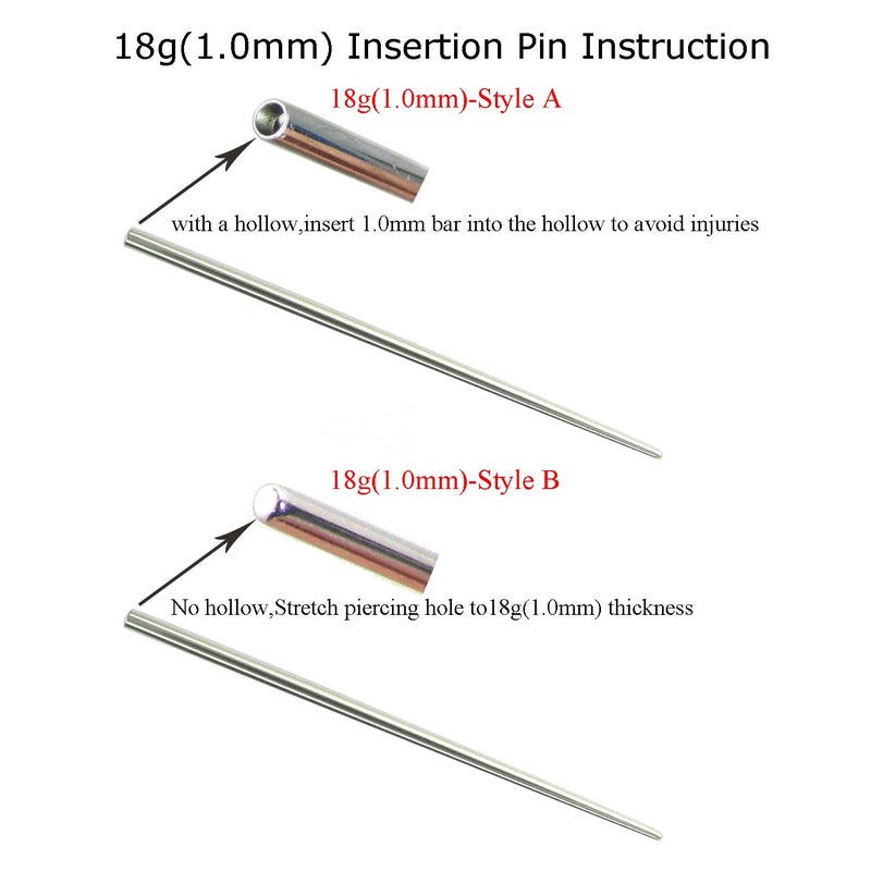 NewkeepsR 2PCS-18G(1.0mm) 316L Steel Calor Style Taper Insertion Pin for Ear/Nose/Navel/Nipple/Lip/Eyebrow Stretcher, Body Piercing Stretching Kit Assistant Tool - Image 2