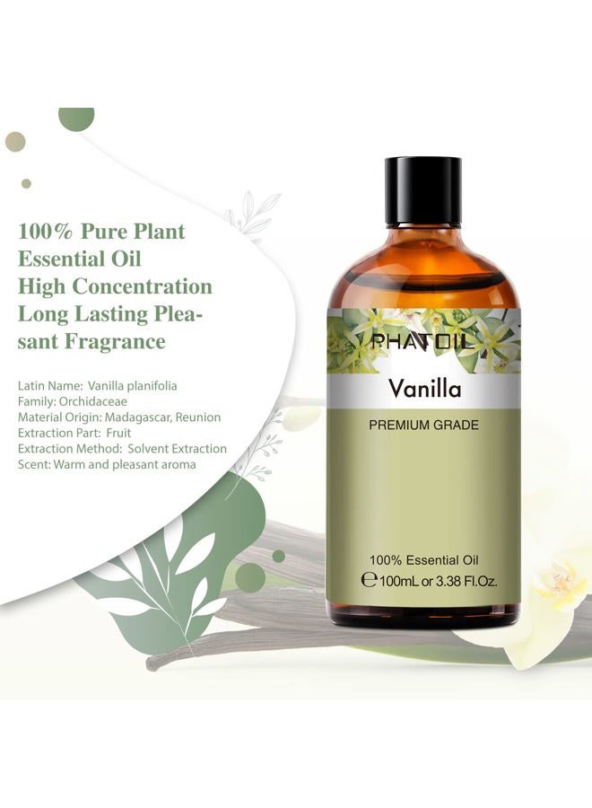 PHATOIL 100ML Vanilla Essential Oil, Huge 3.38fl.oz Bottle Vanilla Oil, Pure Aromatherapy Essential Oils for Diffuser, Humidifier, Scented Oils for Soap, Candle Making - Image 3