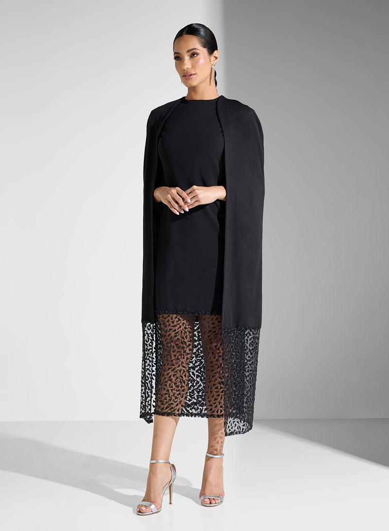 Threadz by Ajooni Sheer Overlay Dress - Image 4