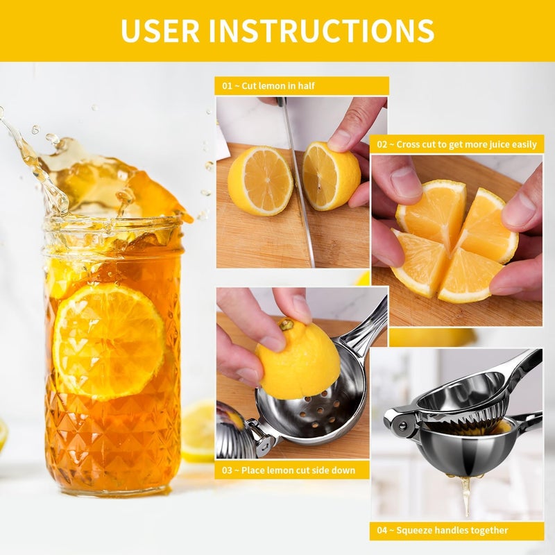 Rekix lemon Squeezer, Max Extraction Hand Press Lemon Juicer, Heavy Duty Manual Orange Juicer, Sturdy Metal Lime Squeezer, Durable Handheld Citrus Fruit Squeezer for Kitchen Bar, Exprimidor De Limones - Image 4
