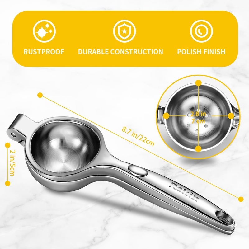 Rekix lemon Squeezer, Max Extraction Hand Press Lemon Juicer, Heavy Duty Manual Orange Juicer, Sturdy Metal Lime Squeezer, Durable Handheld Citrus Fruit Squeezer for Kitchen Bar, Exprimidor De Limones - Image 2