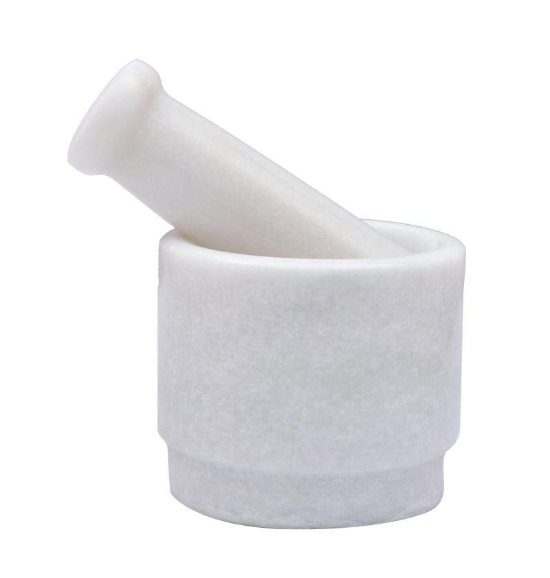 OGGN Natural White Marble Mortar & Pestle Sets Stone Okhli Musal Kharad Khallad Spice, Medicine Grinder Masher, Imam Dasta, Ginger Garlic Crusher - Image 5