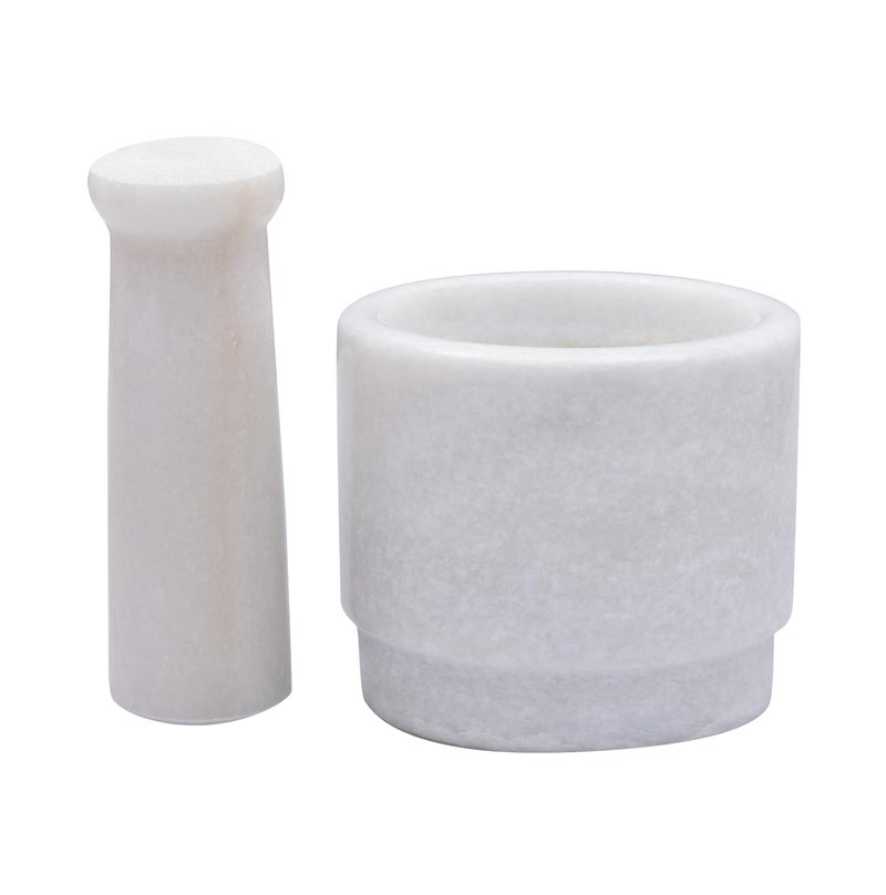 OGGN Natural White Marble Mortar & Pestle Sets Stone Okhli Musal Kharad Khallad Spice, Medicine Grinder Masher, Imam Dasta, Ginger Garlic Crusher - Image 4
