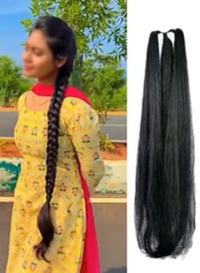 GIRISA Straight Black Hair Extension, Natural Choti Look, 24 Inches Lenght - Image 1