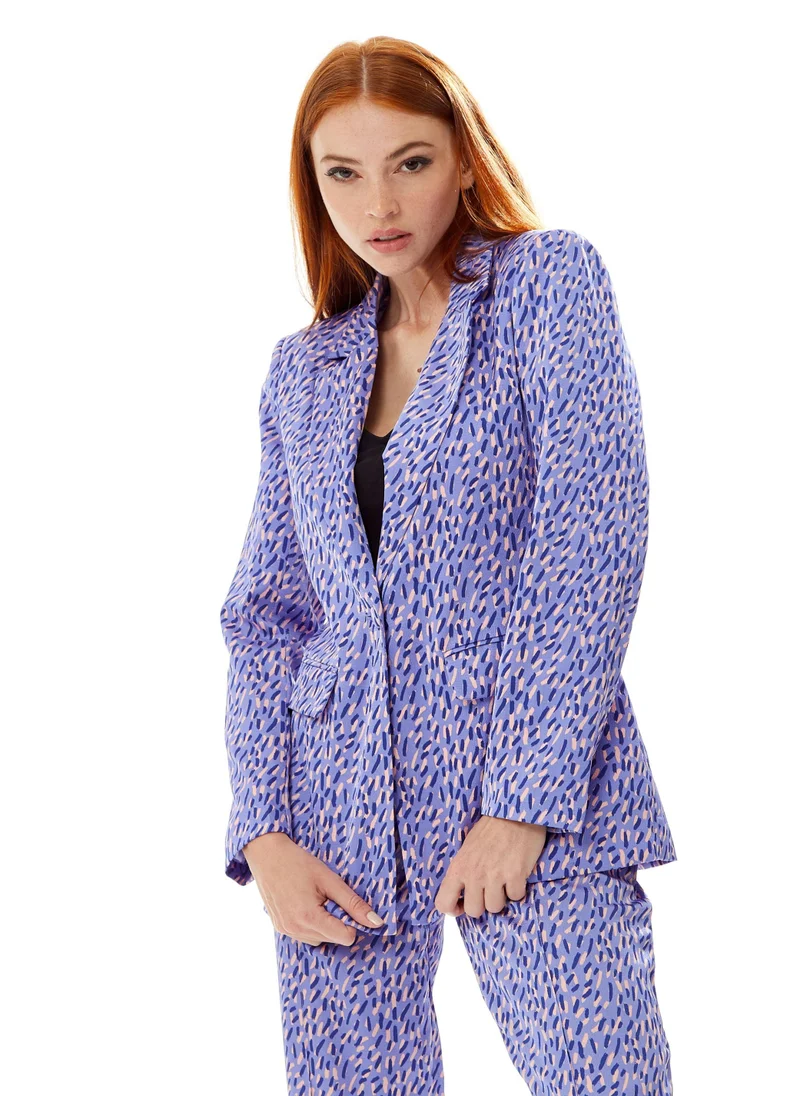 Liquorish Stroke Print Blazer in Purple