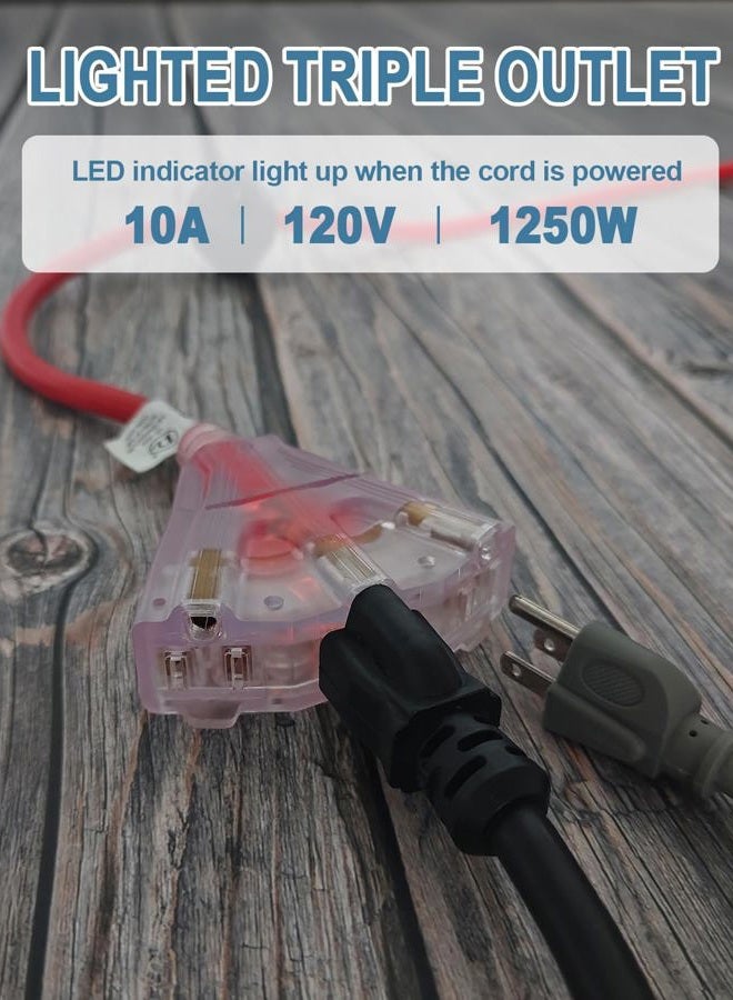 EP Retractable Extension Cord Reel, 50 Ft Heavy Duty Power Cord, 14 AWG/3C SJTOW, 13 AMP Circuit Breaker, Lighted Triple Tap, Ceiling or Wall Mount, UL Listed - Image 2