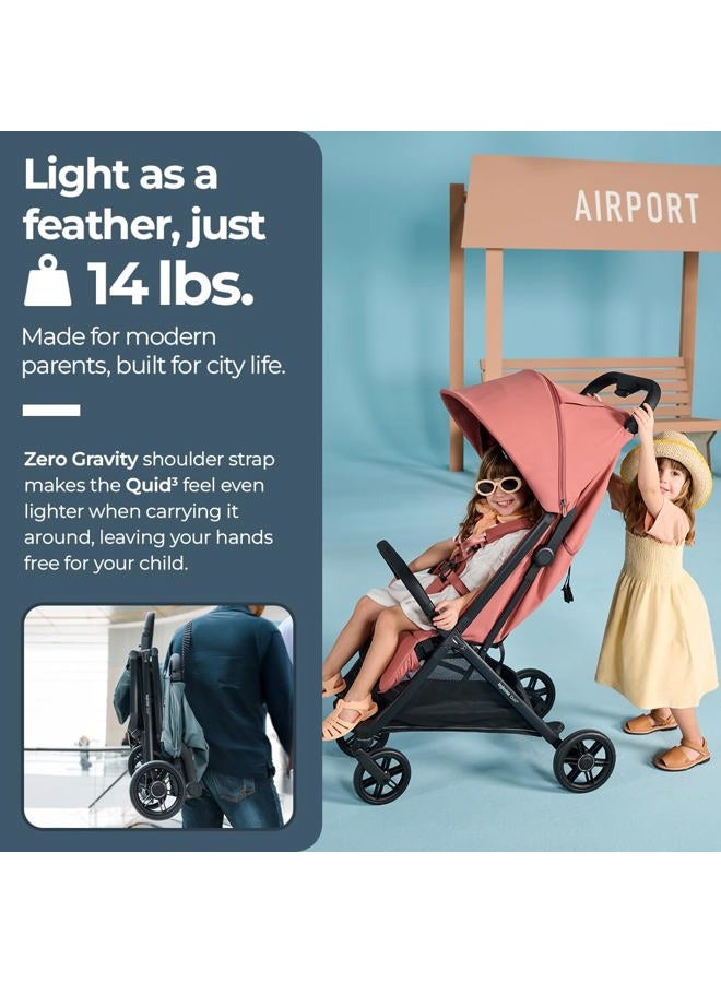 Inglesina Quid³ Stroller, Aurora Pink - Compact Reclining Travel Stroller for Baby & Toddler 0-55 lbs, One Hand fold, Airplane Overhead, Lightweight, Foldable, XL UPF 50+ Canopy - Image 4