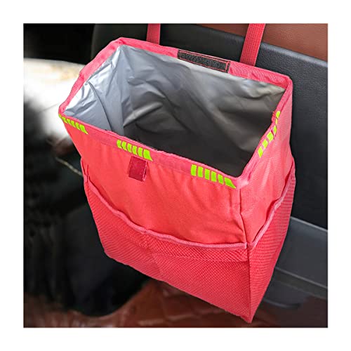 Fekey&JF FekeyJF Hanging Car Trash Can with Storage Pockets Waterproof Leakproof Oxford Auto Garbage Bag MultiUse Organizer for Outdoor Traveling Foldable Trash Bin for Truck SUV Home Office Red - Image 1