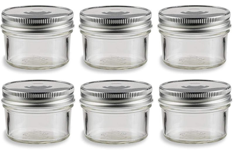 Nakpunar 6 pcs 4 oz Mason Glass Jars with Silver Lids - Image 1