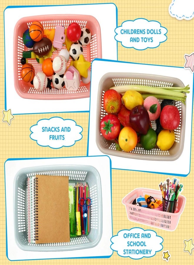 Geelin 18 Pcs Storage Baskets Plastic Mesh Organizer Basket Classroom Bins Colored Storage Bins Colorful Storage Trays for Paper Desk Shelf Home School Office Drawer, 11.4 x 7.9 x 3 inch - Image 4