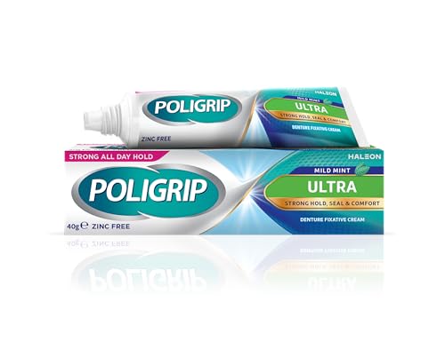 Poligrip Denture Adhesive Cream False Teeth and Partials Fixative Ultra 40 g