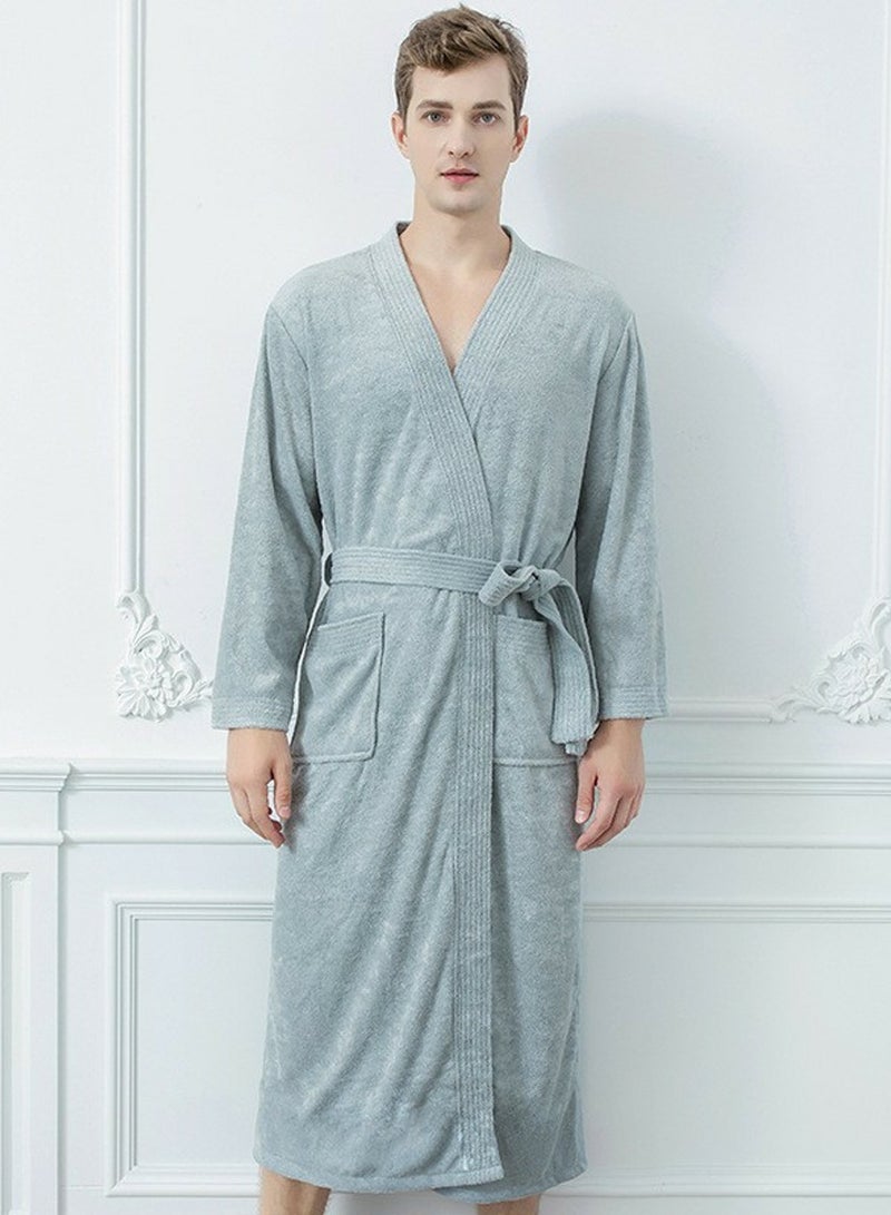 Loquat Unisex Lightweight Robes Terry Cloth Bathrobe Soft Night-Robe Bluish Grey - Image 1
