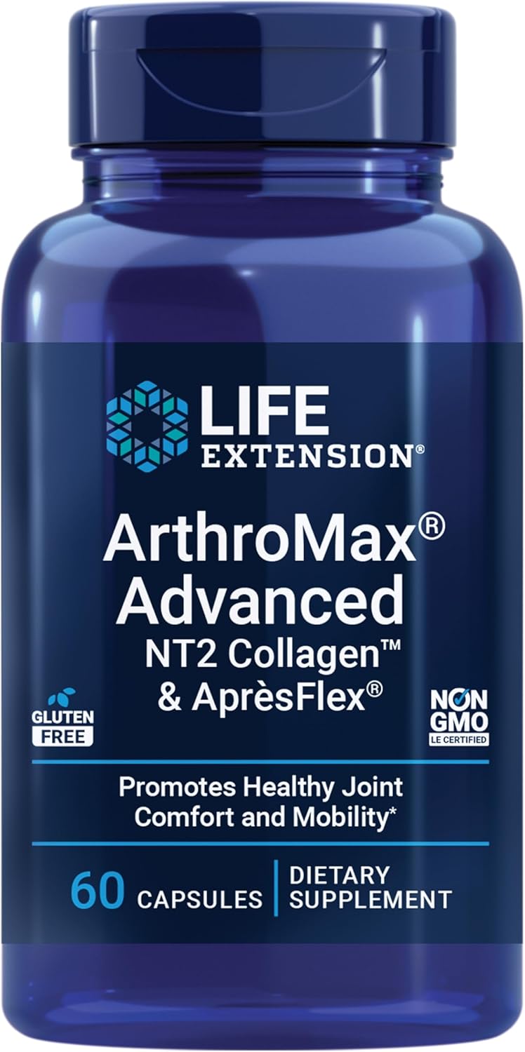 Life Extension ArthroMax Advanced NT2 Collagen  AprsFlex glucosamine sulfate Boswellia Indian frankincense joint health mobility glutenfree nonGMO 60 capsules - Image 1
