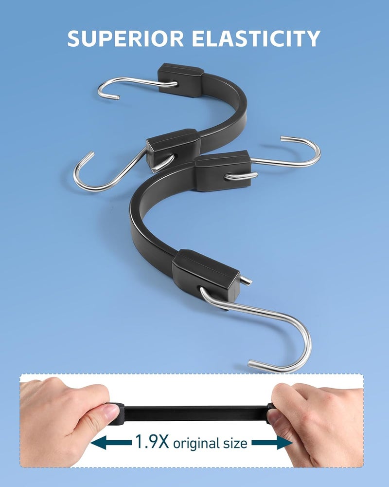 LuckyStraps 8 Inch Short Rubber Bungee Cords Heavy Duty Outdoor, Mini Small Bungee Straps with Upgraded Hooks, Black Tarp Straps with 1.9X Max Stretch & 100% Rubber for Cargo, Van, Truck, Motorcycle, etc (12 Pcs) Precision processed material - Image 4