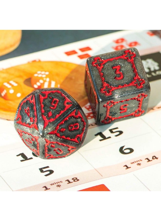 cusdie 7 Pcs 25Mm Giant Dice Dnd With Dragon Eye Dice Bag, Polyhedral Dice Set, D&D Dice For Dungeons And Dragons Pathfinder Rpg(Black Red)  - Image 2