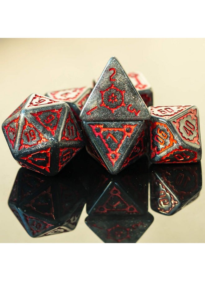 cusdie 7 Pcs 25Mm Giant Dice Dnd With Dragon Eye Dice Bag, Polyhedral Dice Set, D&D Dice For Dungeons And Dragons Pathfinder Rpg(Black Red)  - Image 3
