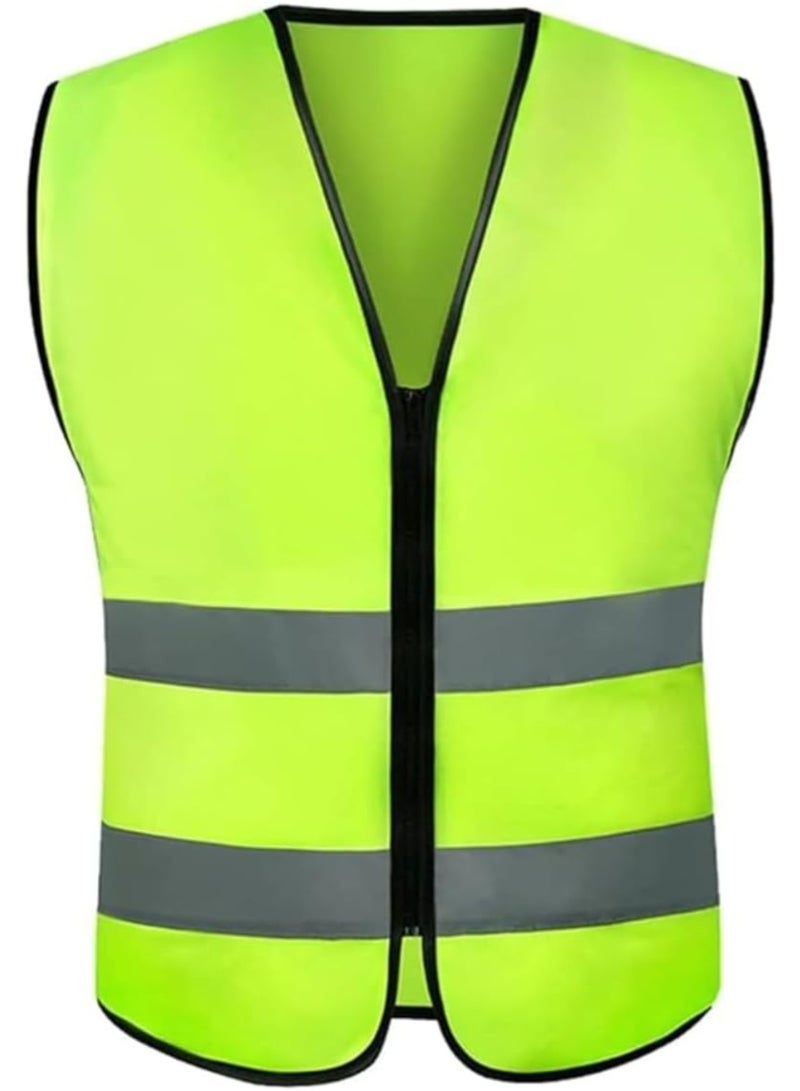 LIMOS Reflective Safety Vest High Visibility Breathable Warning Jacket Bright Neon Color with 2 Inch Reflective Strips -Zipper Front (Green) - Image 1