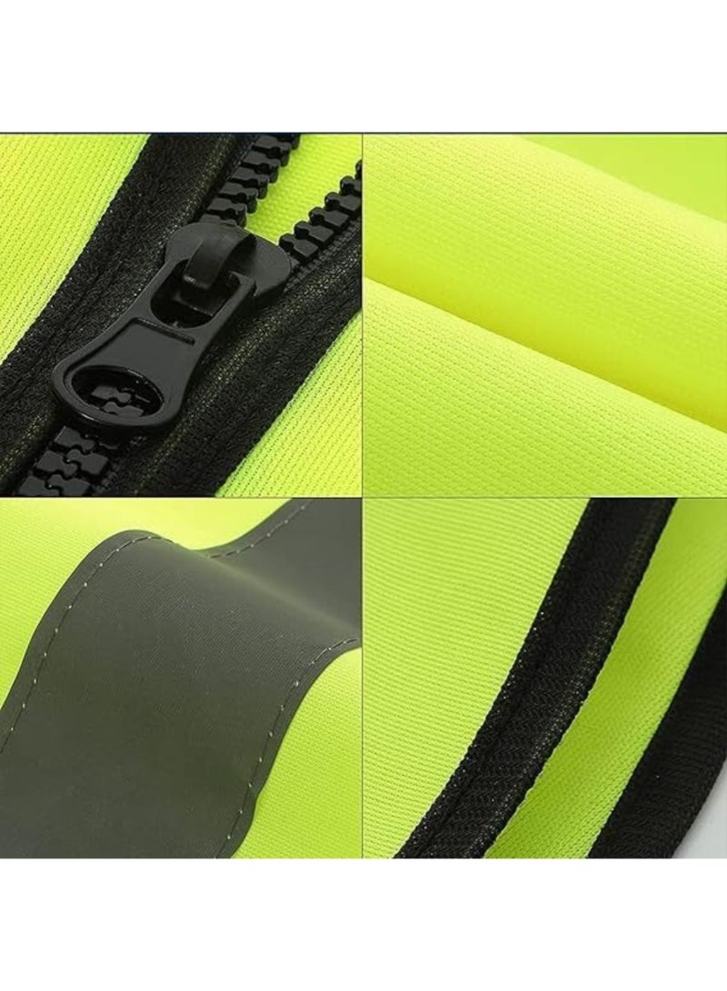 LIMOS Reflective Safety Vest High Visibility Breathable Warning Jacket Bright Neon Color with 2 Inch Reflective Strips -Zipper Front (Green) - Image 3