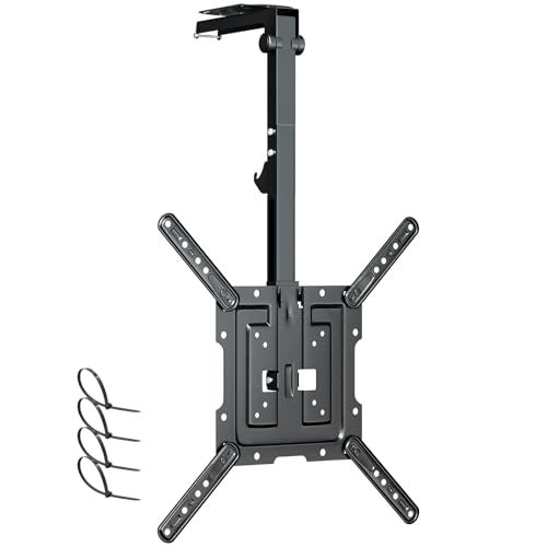 IMtKotW Ceiling TV-Mount Flip Down Folding - 23-55'' Manual Drop Down TV Mount, Fits Flat and Pitched Roof, Height Adjustable, Swivel, Max Load 44 lbs, Max VESA 400x400 mm, Black - Image 1