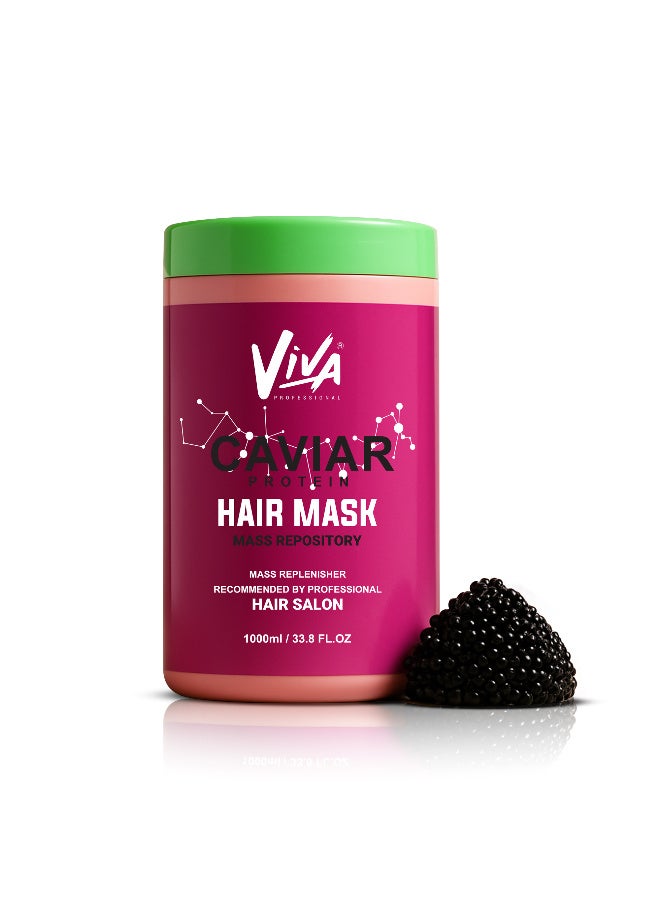 VIVA Professional Caviar Protein Hair Mask 1000ml | Deep Repair & Intensive Nourishing Hair Treatment | Moisturizing & Strengthening Formula | For Dry, Damaged & Frizzy Hair - Image 1